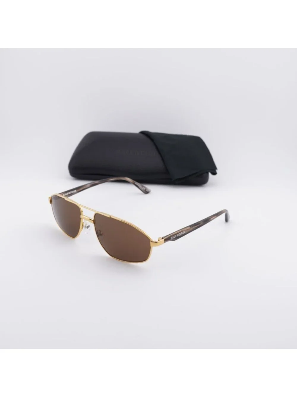 Balenciaga BB0012S 002 Unisex Aviator Sunglasses - Gold / Brown